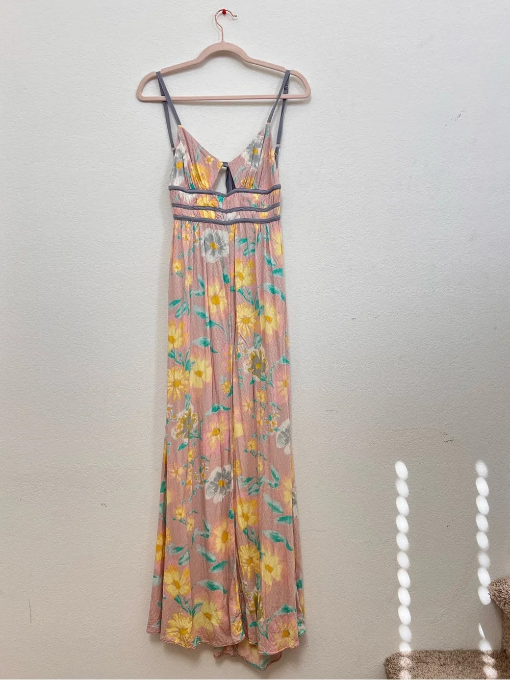 Free People Wisteria Maxi Dress Small Pink Floral Sleeveless Boho Romantic